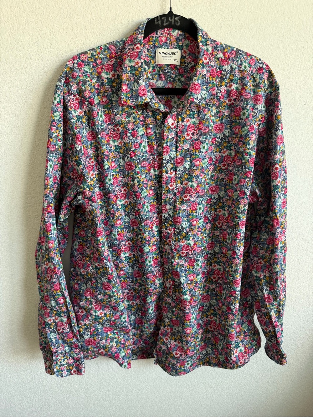Men’s Floral Button-Down Shirt - Pink Multi